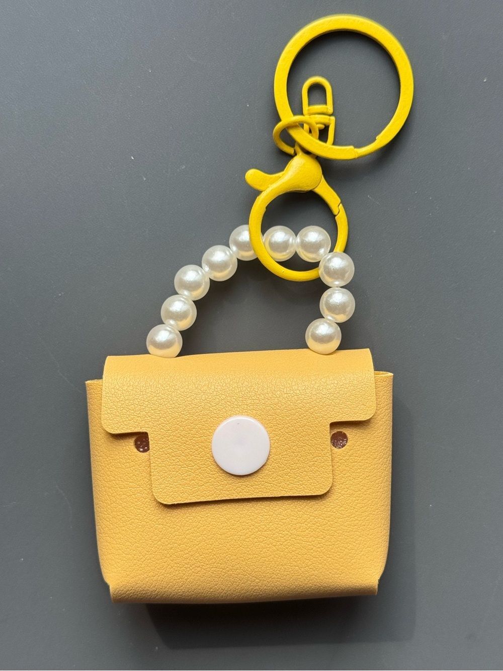 Yellow Faux Leather Mini Purse Keychain Bag Charm NWT